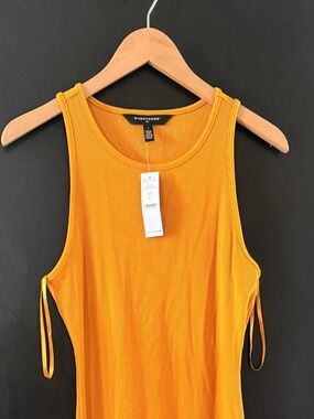 WHBM Forme Rib Tank Dress Liquid Gold Size Large NWT